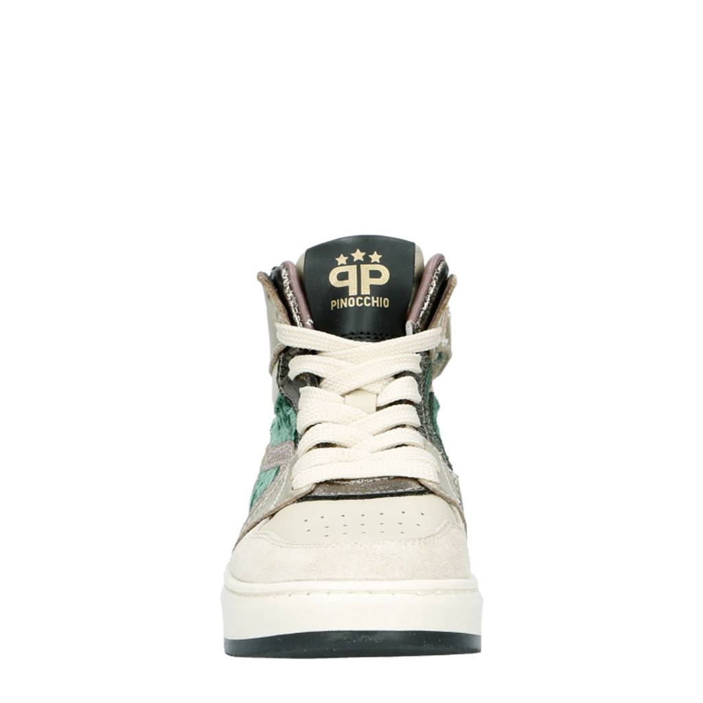 Pinocchio leren sneakers beige/groen
