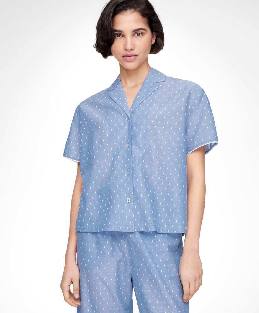 Camisa de manga curta, 100% algodão plumeti