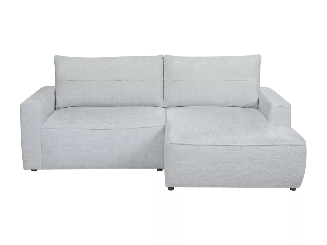 Canapé d'angle droit convertible en tissu texturé gris VESATO