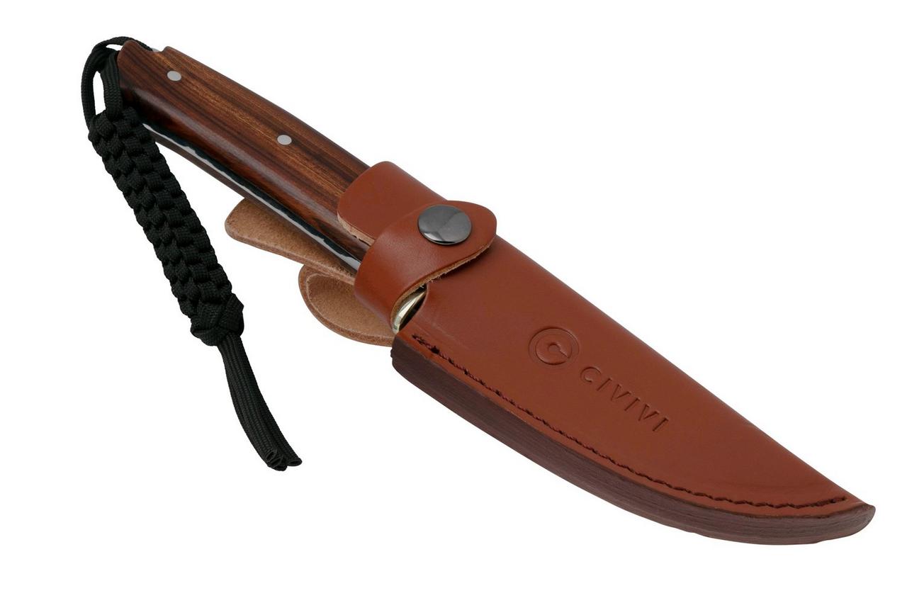 Civivi Cloud Peak C23044-3 Satin Nitro-V, Guibourtia Wood, Nickel Silver Guard, vaststaand mes