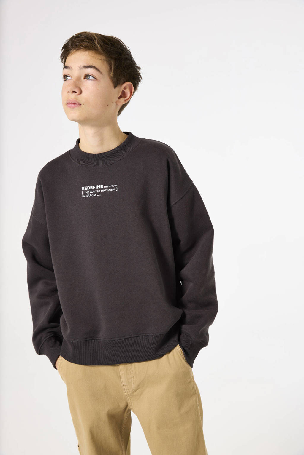 Garcia sweater met backprint donkergrijs