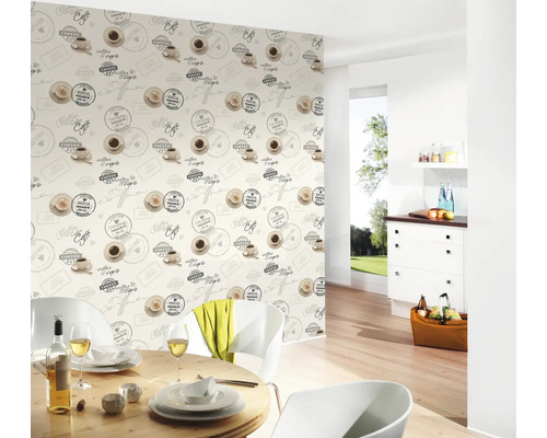 Papierbehang 94308-1 Il Decoro koffiekop crème beige