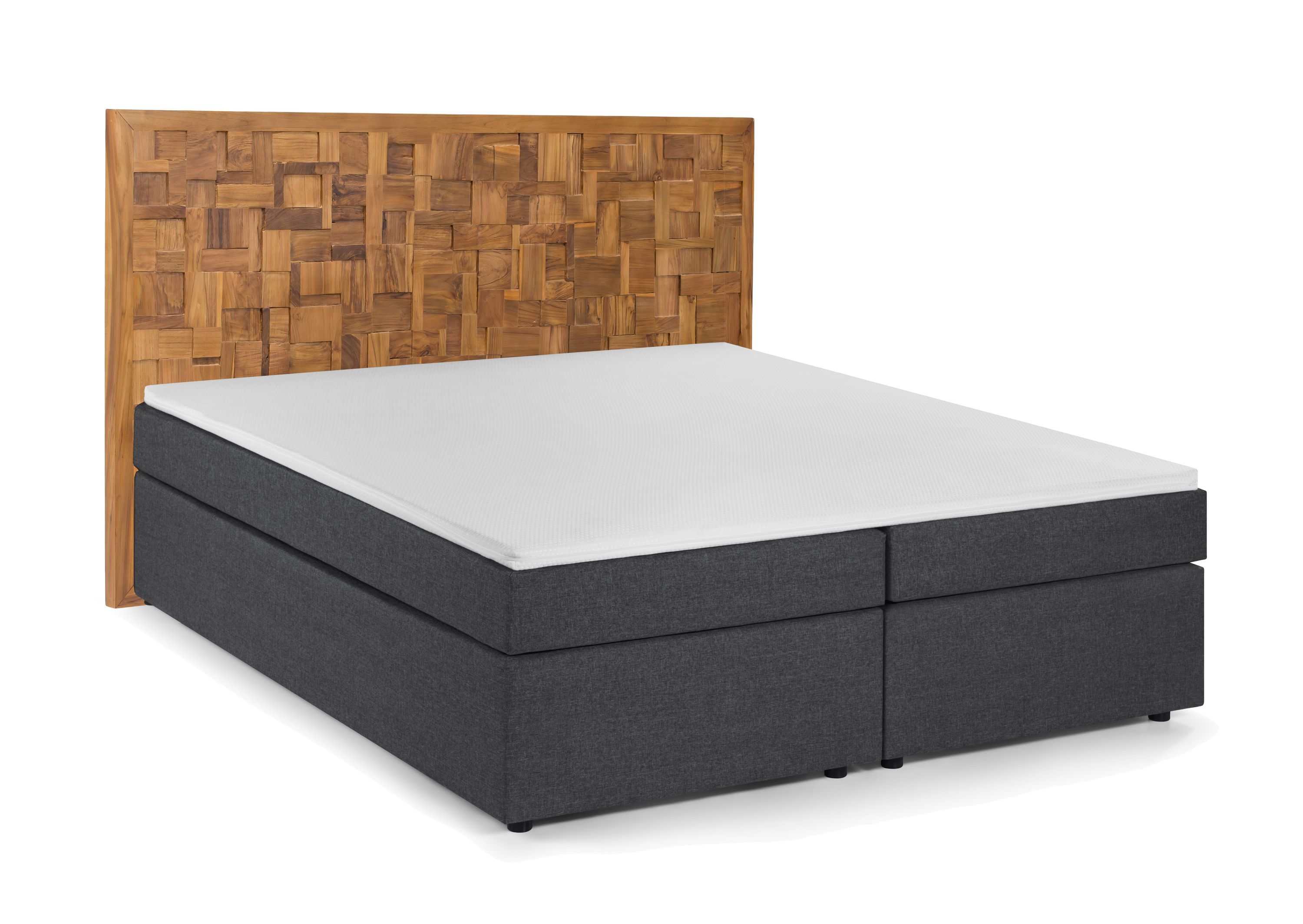 Boxspringbett 180x200 Holz Mosaik Schlafzimmer Bett Doppelbett Ehebett Topper