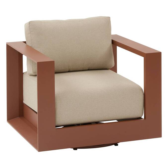 Fauteuil de salon de jardin rotatif ALLURE Beige / Acajou