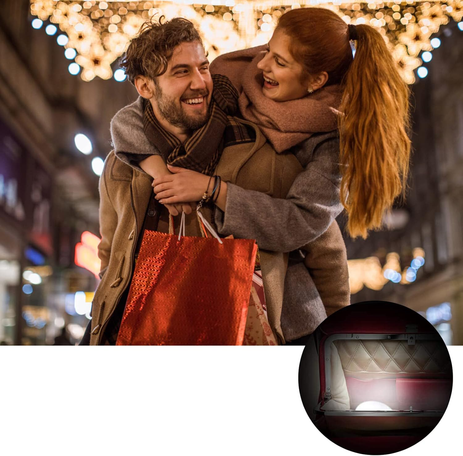 LED Handtaschen Licht Rucksack Anhänger Taschenlicht mit Touch Sensor   Clip Rund - Weiss