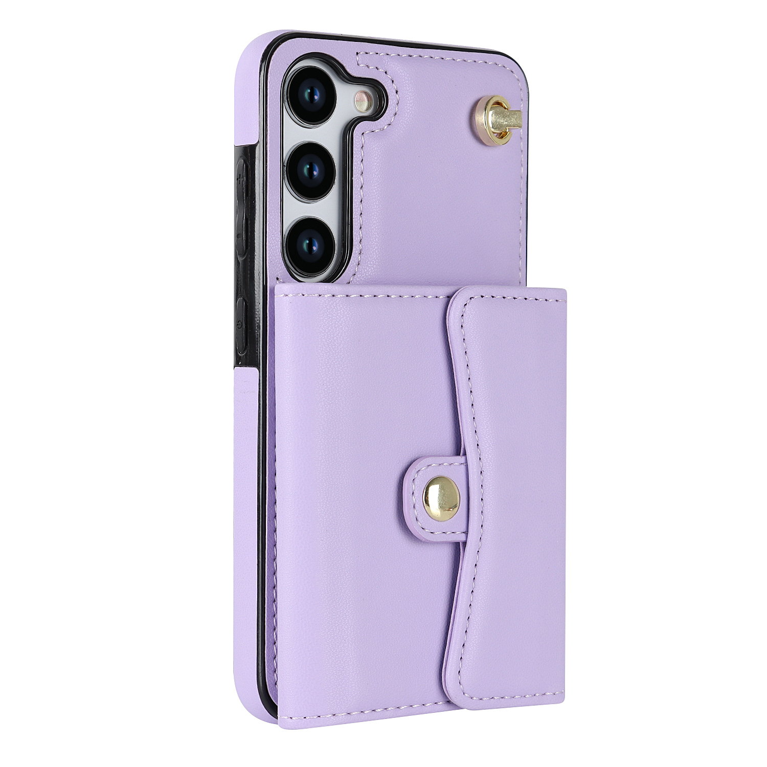 Samsung Galaxy S23 5G Necklace Leder Schutz Hülle mit Kartenfach   Handykette (140cm) - Lila