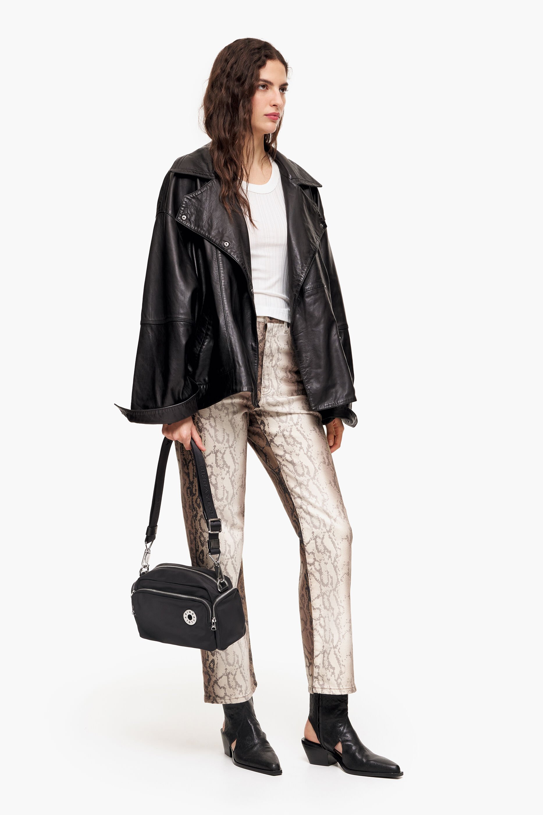 Bolsa de ombro M em nylon preto
