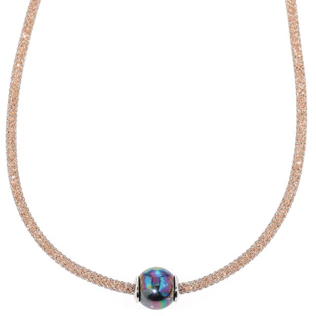 Mesh-Collier & Gleiter, Muschelkernperle, Zirkonia, ca. 48 cm