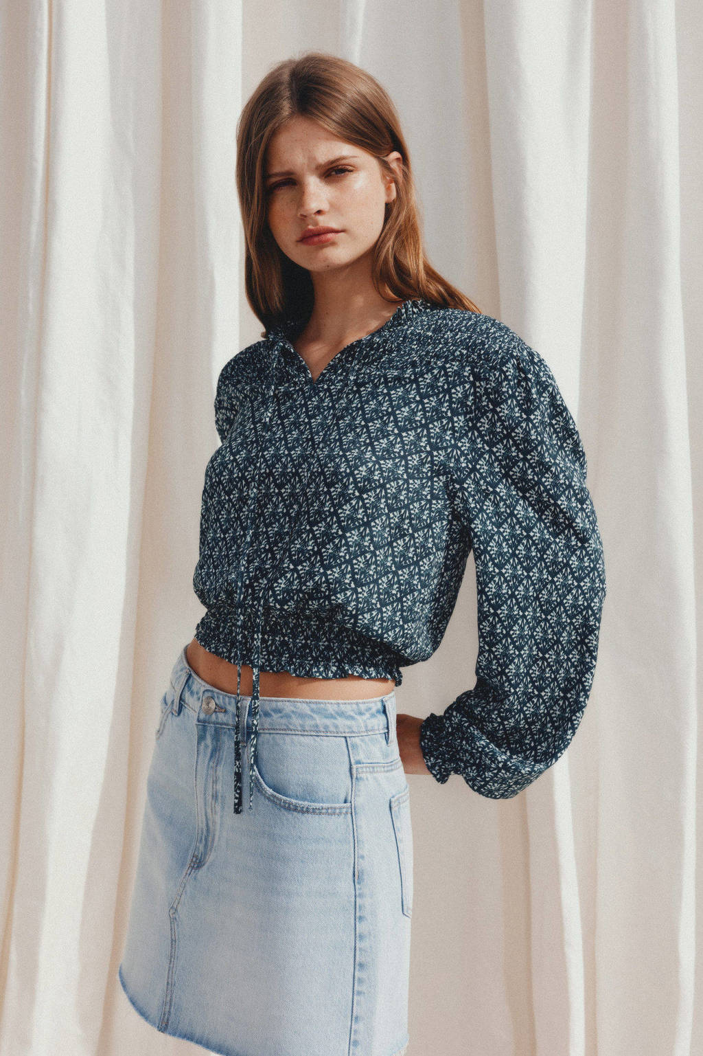 MANGO TEEN spijkerrok light blue denim