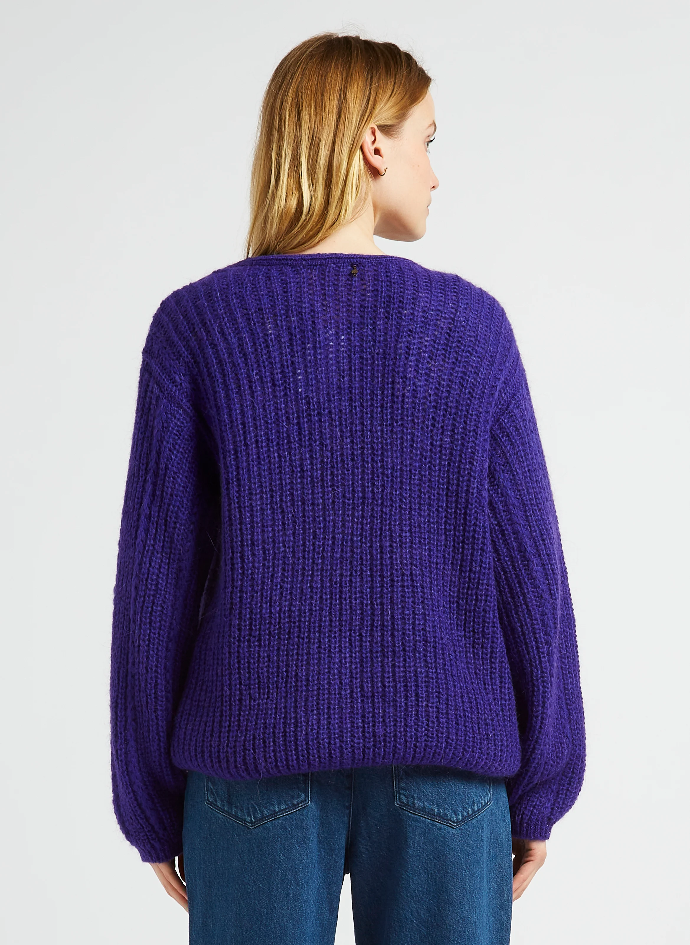 TIM - Gilet ample col V en maille | Violet