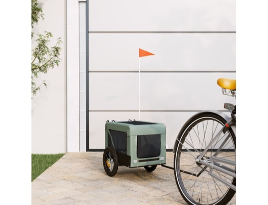 VIDAXL - Remorque de vélo pour chien gris et noir tissu oxford et fer