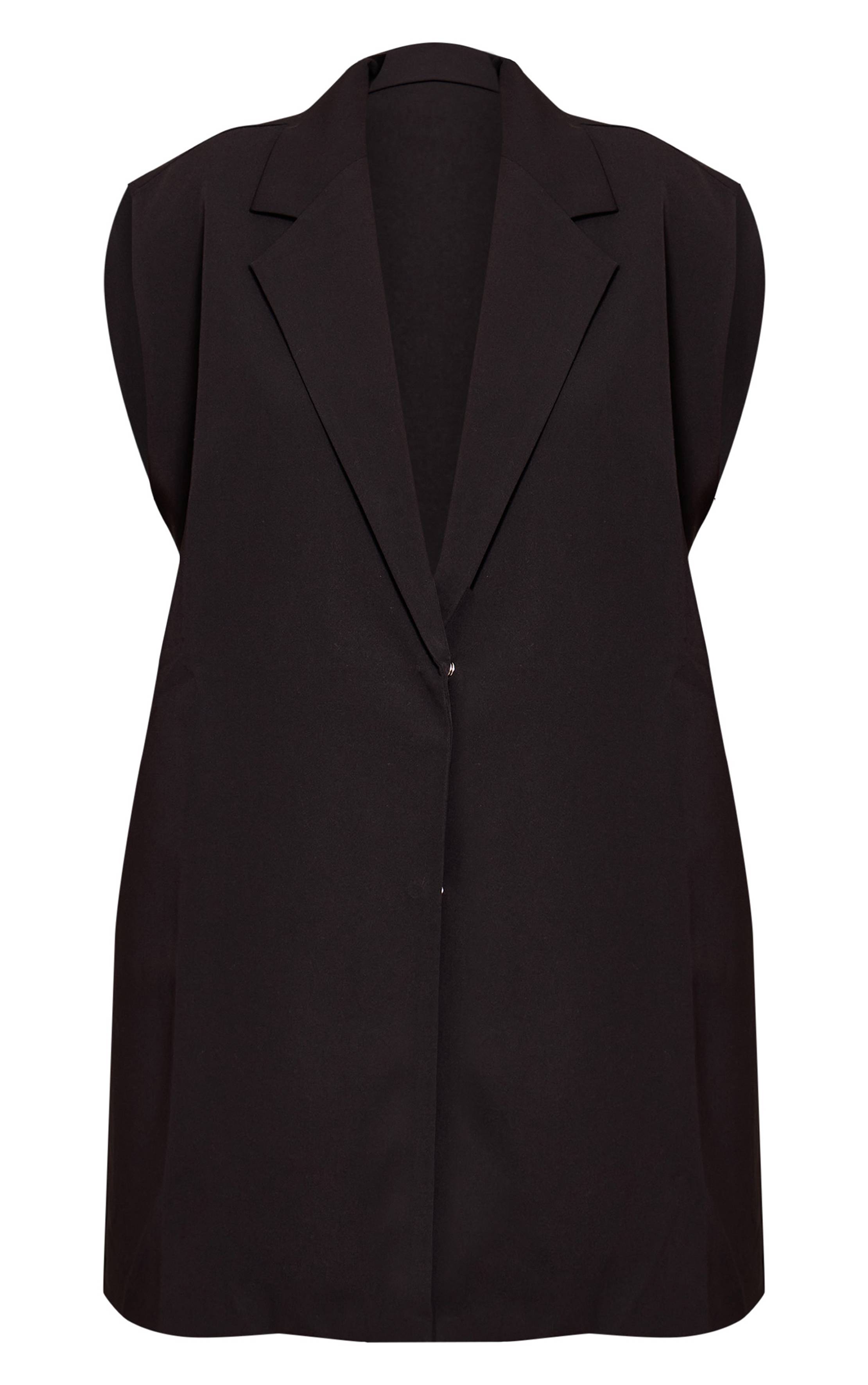 Noir Robe Gilet Cintrée Tissée
