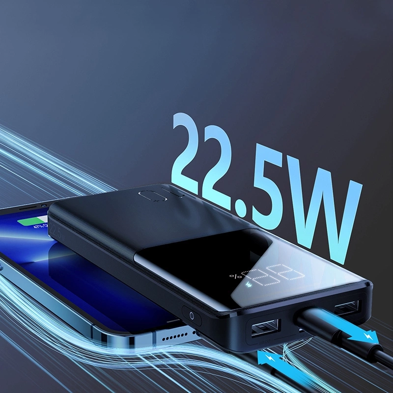 (22.5W) 10000mAh Dual USB A / USB C Powerbank Power Delivery Ladegerät (JR-QP191) - Schwarz