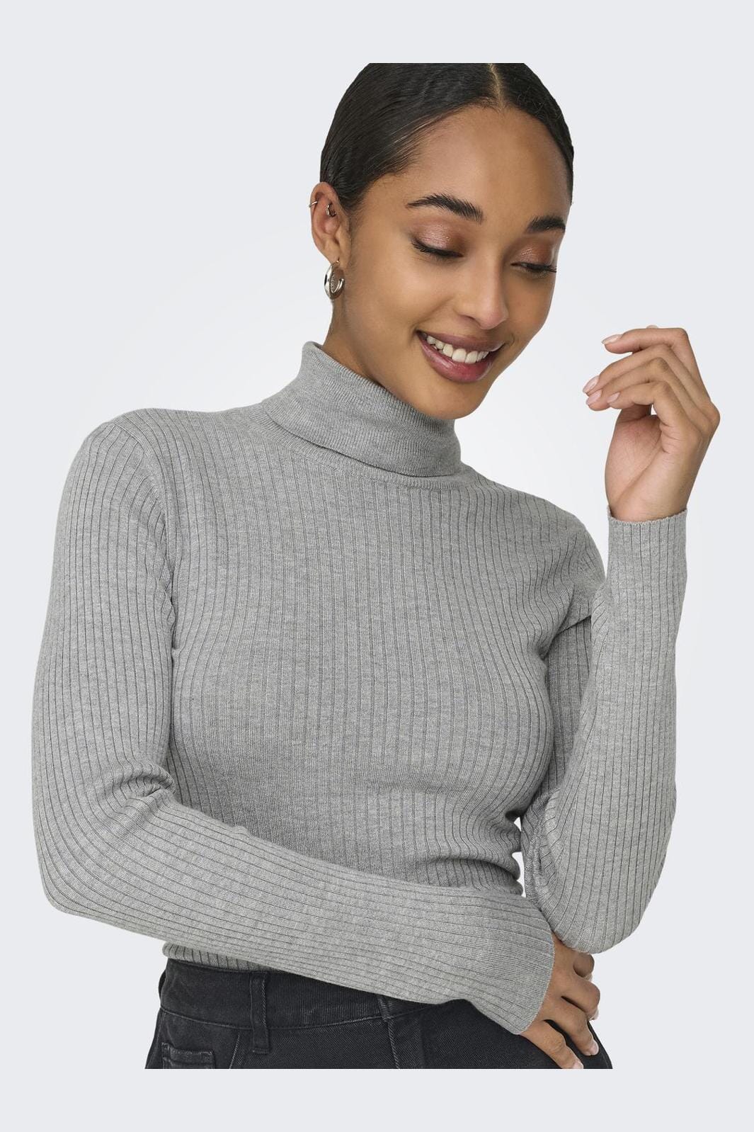 JDY JDYplum L/S Roll Neck Pullover Knt 4553399 light grey melange