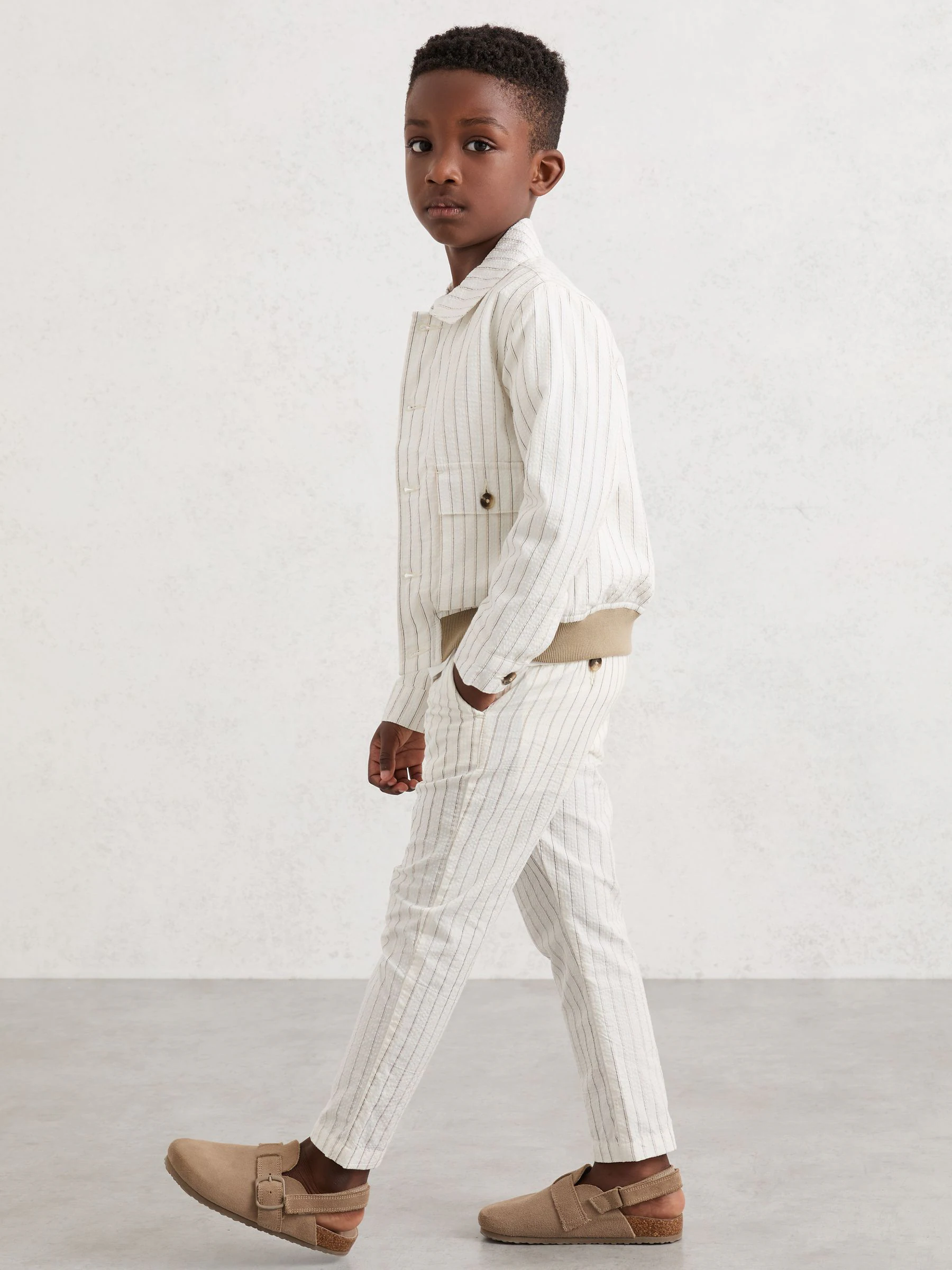 Reiss Easton Cotton Pinstripe Trousers Regular-Fit