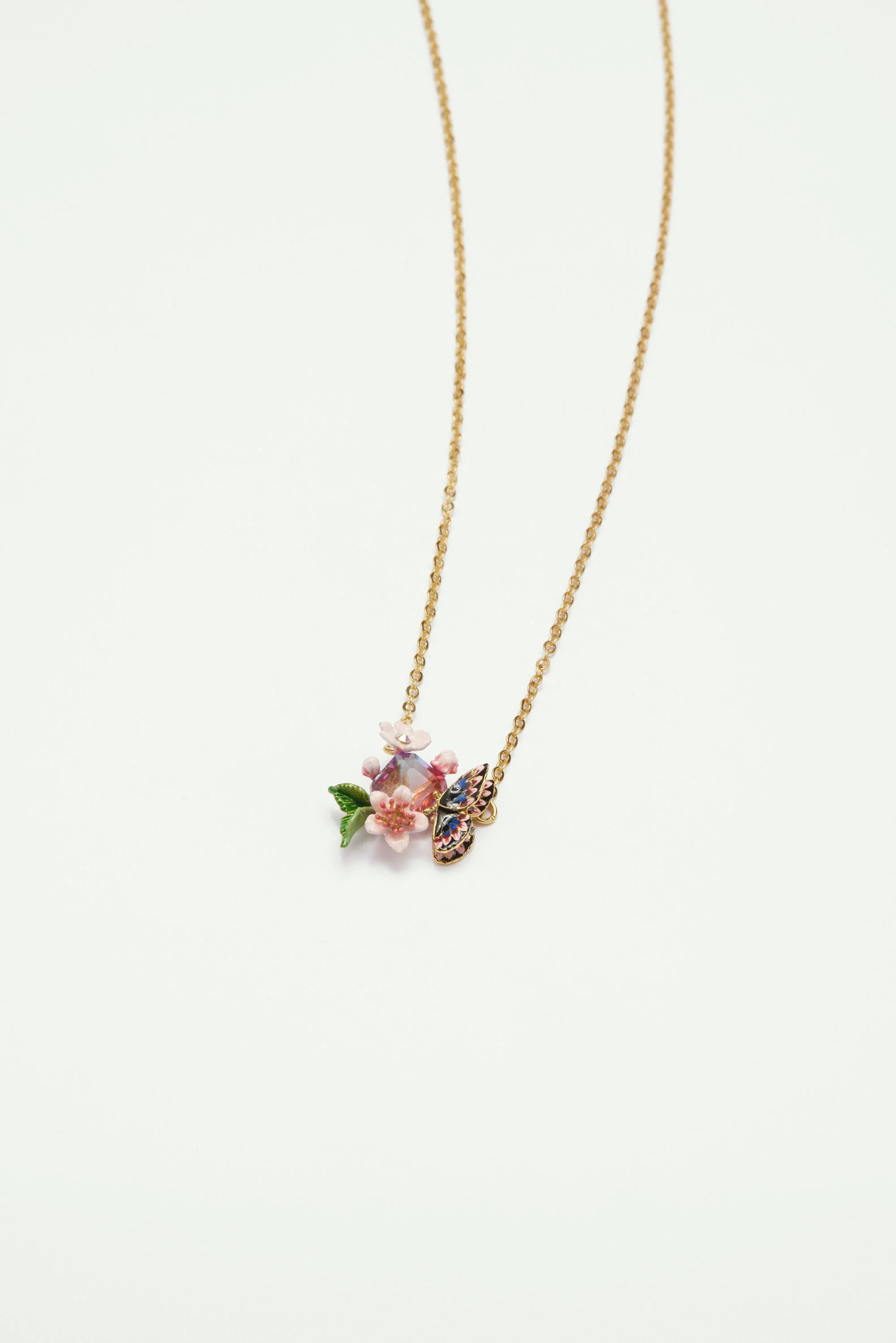 Collier papillon du japon et fleurs de cerisier | Multicolore