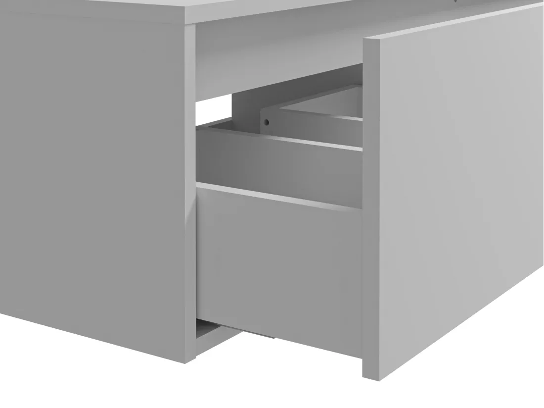 Meuble de salle de bain suspendu blanc avec double vasque - L150 cm - ISAURE II
