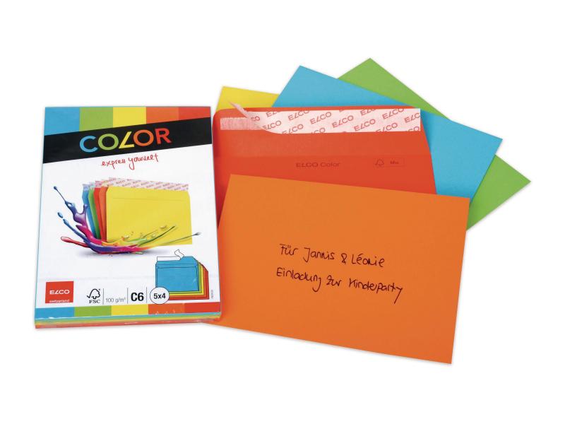 ELCO Couvert Color C6 Assortiert, 20 Stück Farbige Briefumschläge