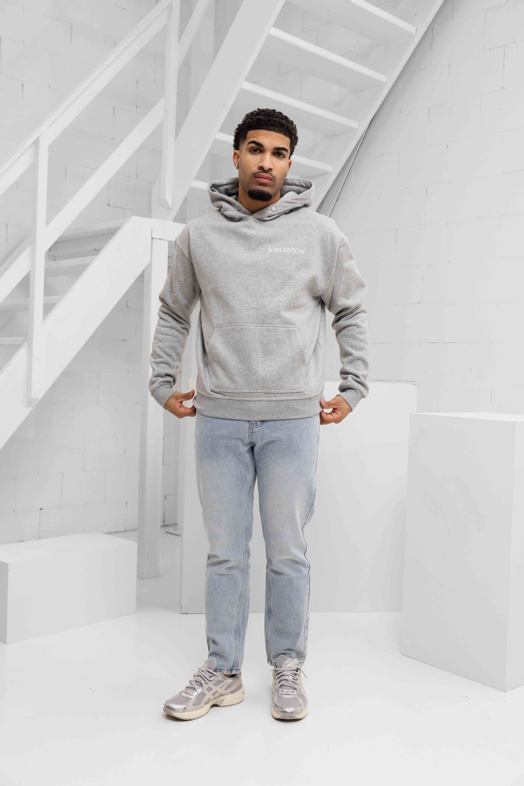 Jorcustom Ribbon Oversized Hoodie Heren Grijs
