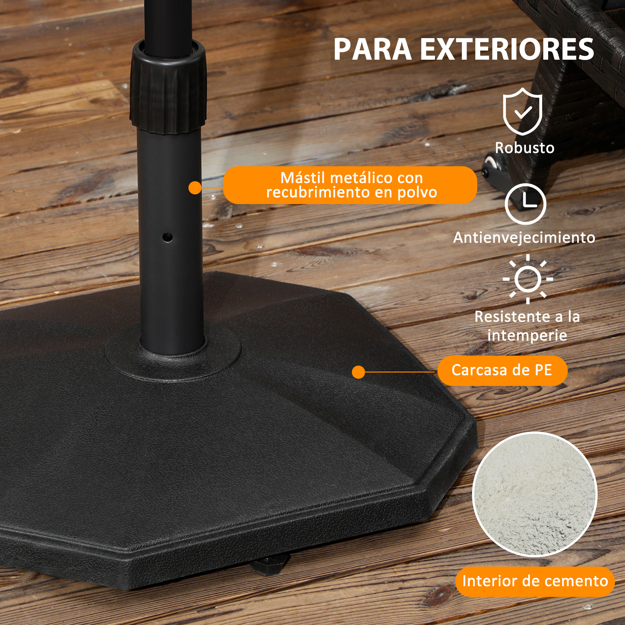 Base para guarda-sol Outsunny preta