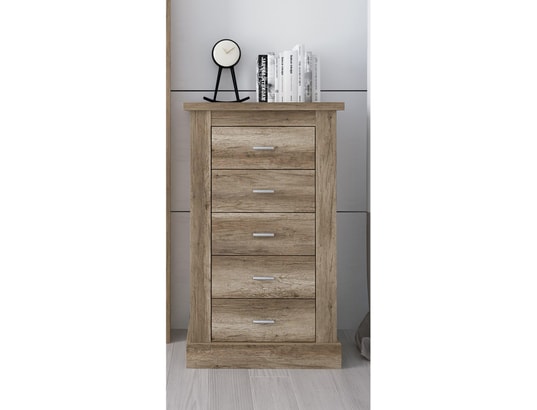 PEGANE - Chiffonnier, meuble de rangement coloris chêne vieilli