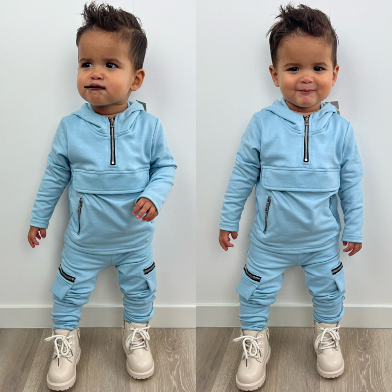 Pocket & zipped set - lichtblauw