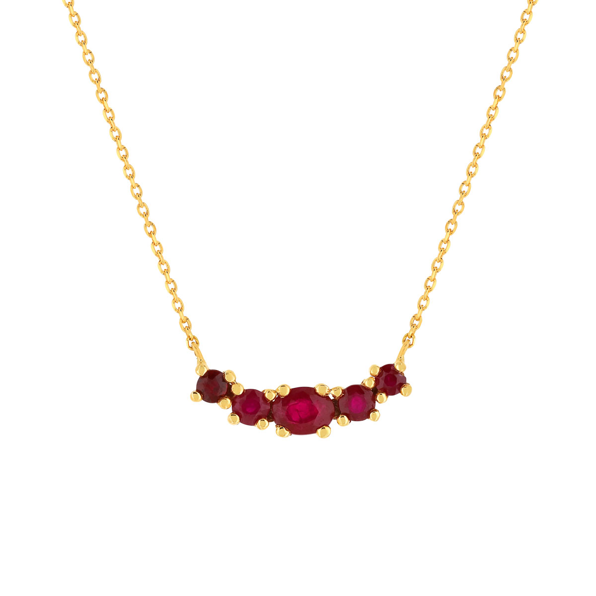 Collier or jaune 375 rubis 43 cm
