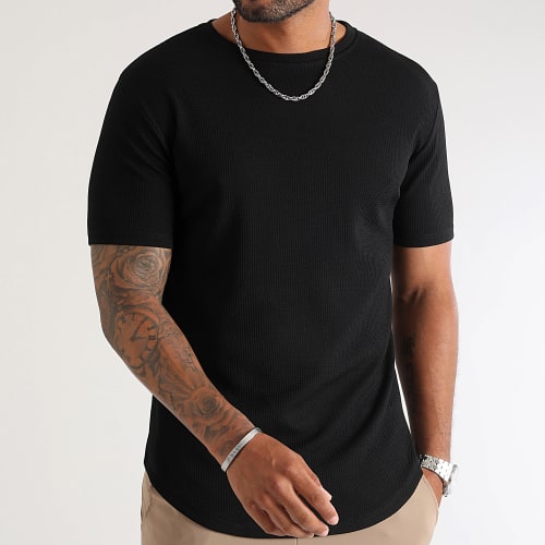 Lot De 2 Tee Shirts Texturés Waffle 0424 Noir Blanc