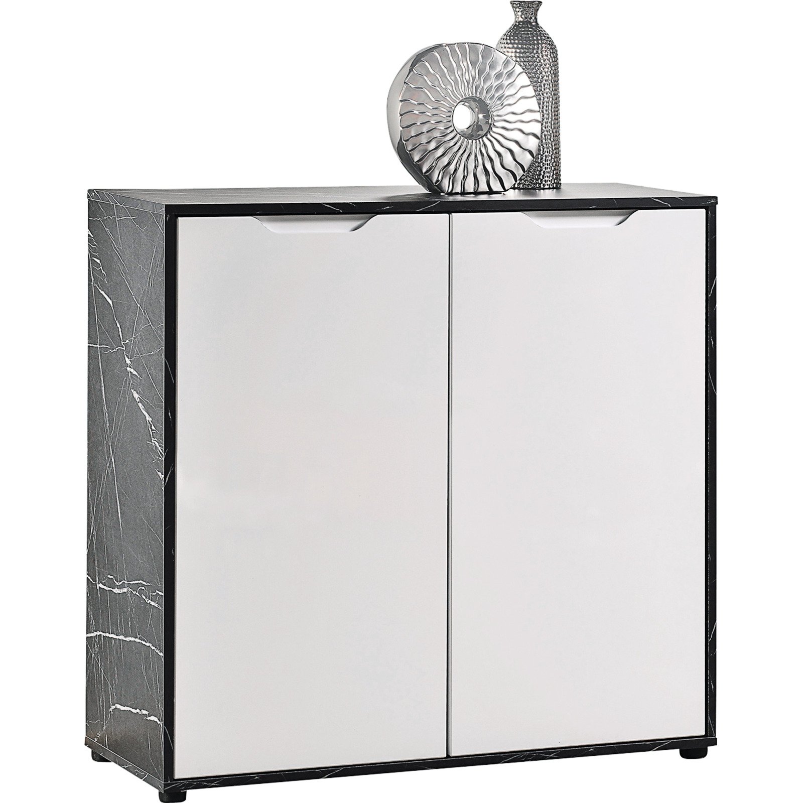 Kommode Korfu Marmor-Optik schwarz weiss 90 x 89 x 35 cm