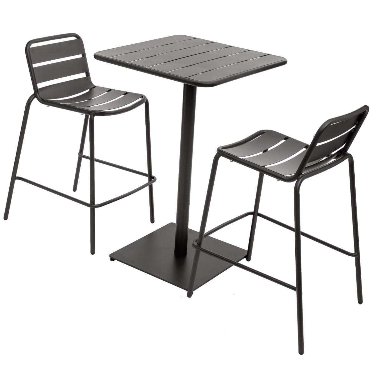 TABLE HAUTE PHUKET CARREE GRAPHITE 2 PLACES