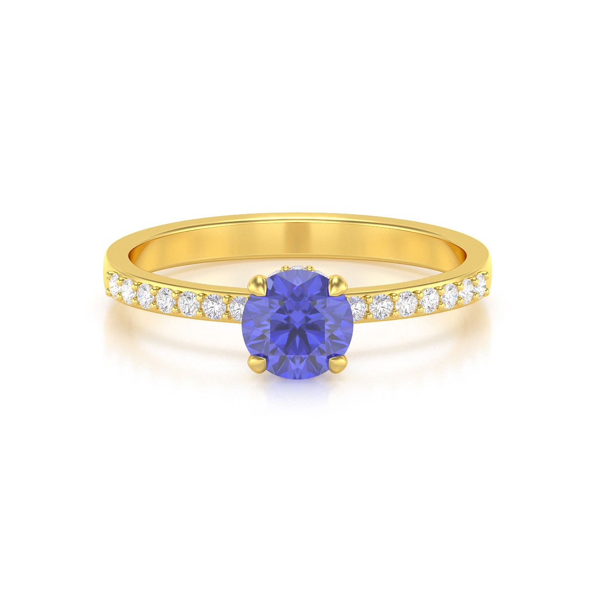 Bague ADEN Or 585 Jaune Tanzanite et diamants 2.4grs