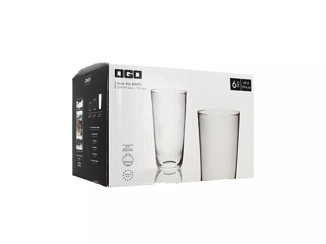 Ogo Living - Boite De 6 Chopes Zenith En Cristallin 44.5cl Forme Haute