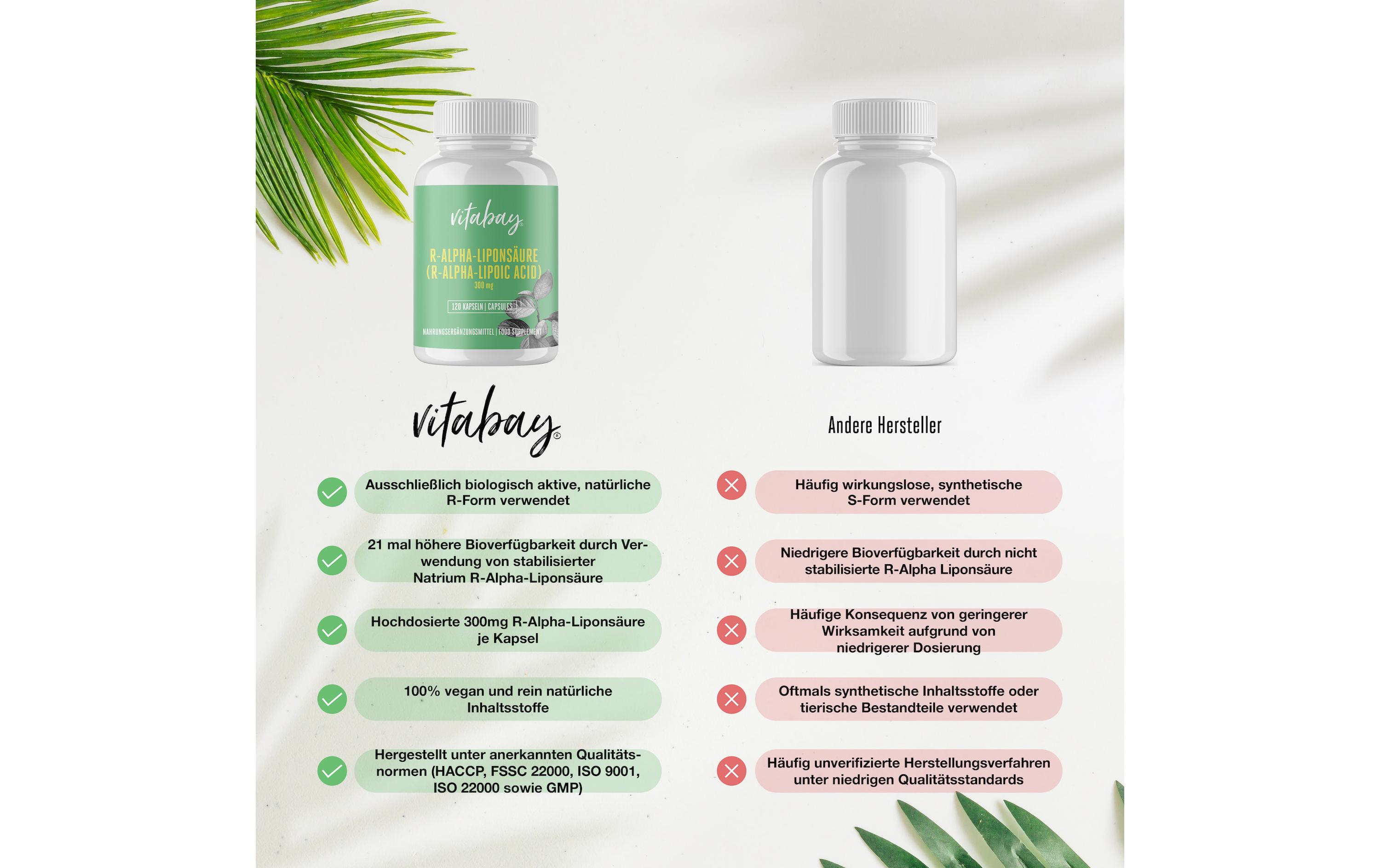 R-Alpha Liponsäure vegan 300 mg 120 KapselnHochdosierte R-Alpha Liponsäure