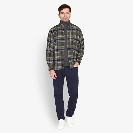 Signal Sander Stripe Flannel Skjorte, Climbing Ivy, M