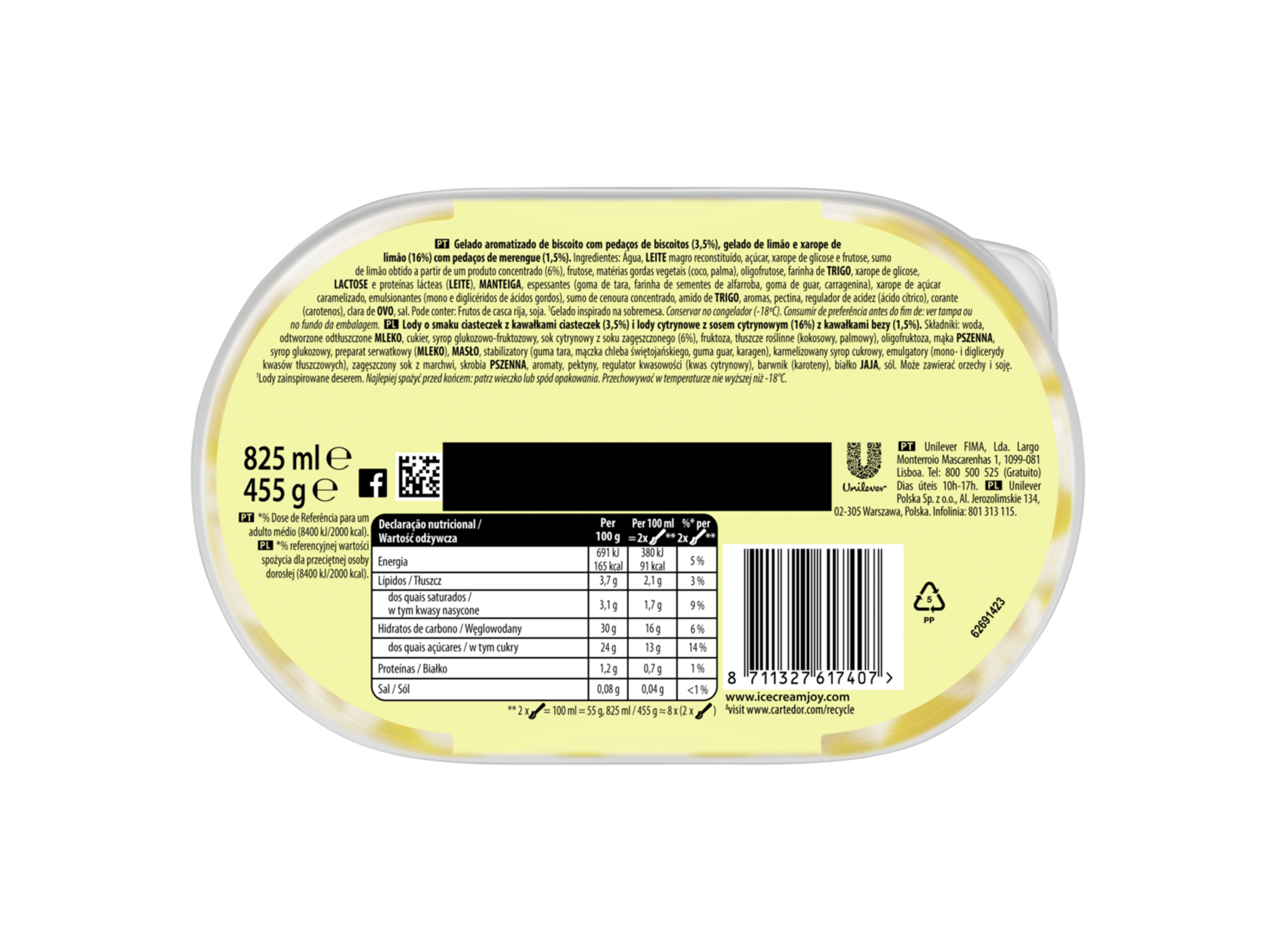 GELADO CARTE D'OR LEMON PIE 825ML