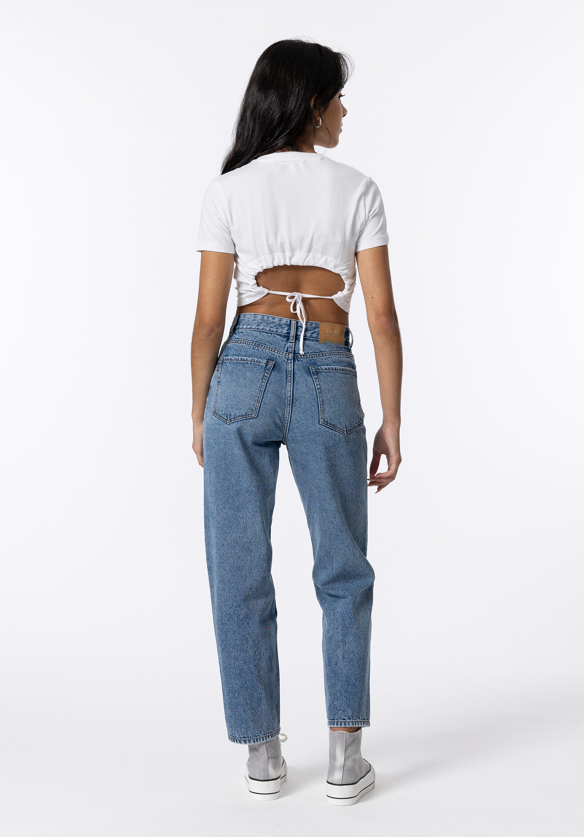 Jeans Sadie Mom Fit Cintura Alta Acid Wash