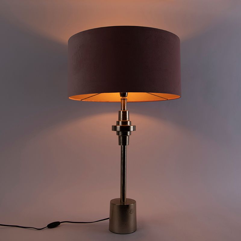 Art Deco tafellamp goud velours kap roze 50 cm - Diverso