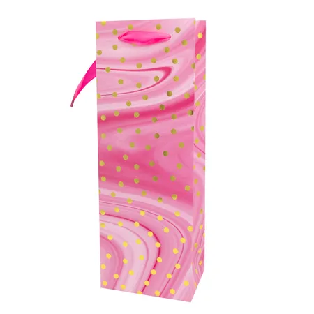 Idena Flaschentasche Dot pink 12x35x9cm FSC-Mix