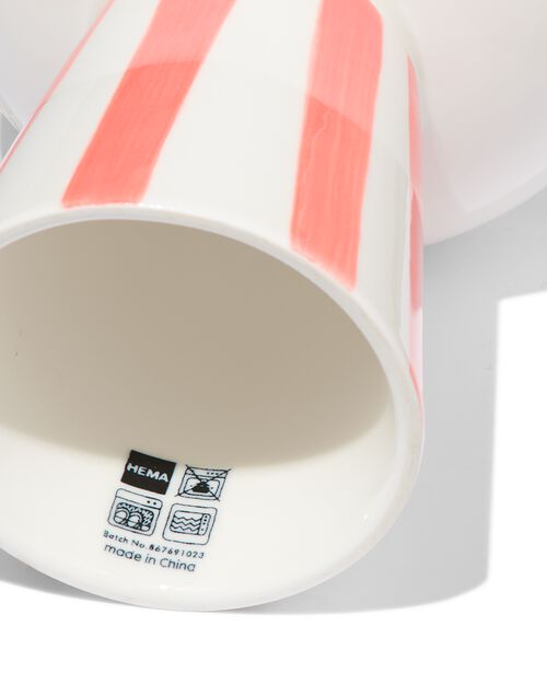 bol sur pied Ø11x11.6 - new bone blanc et corail - vaisselle dépareillée