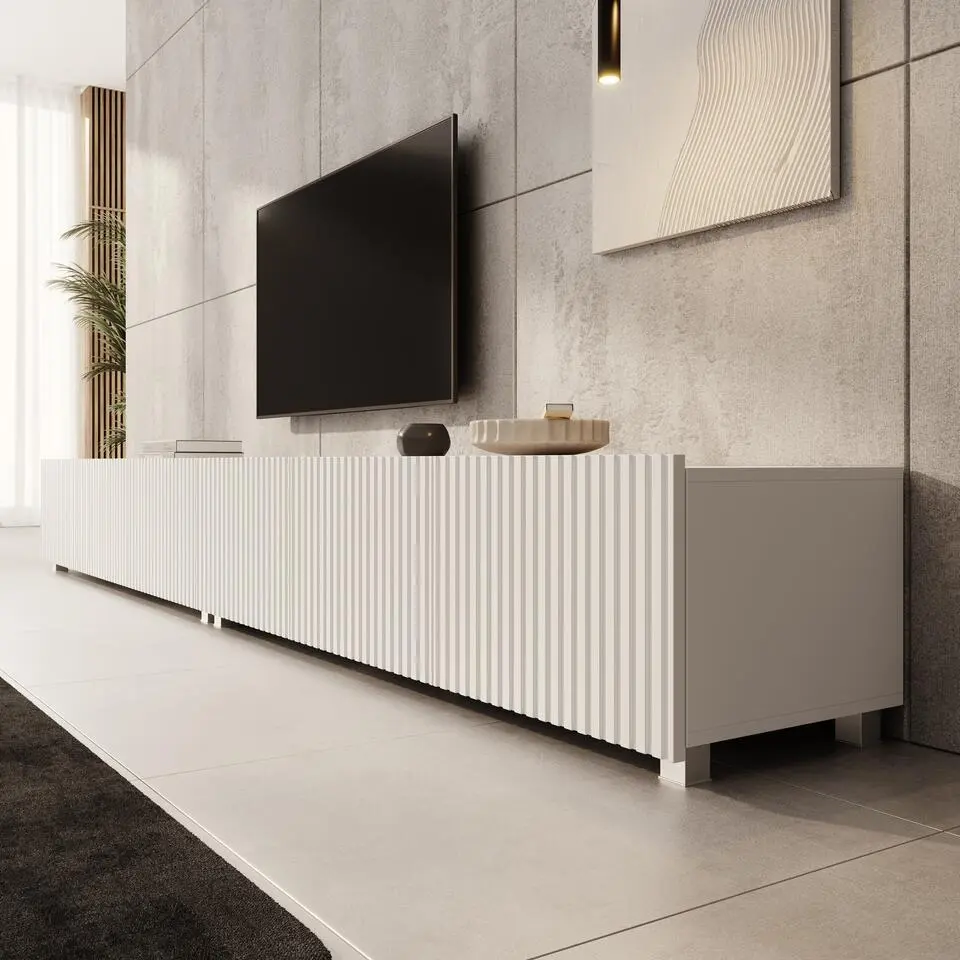 Meubella - TV-Meubel Kenderes - Wit - 300 cm