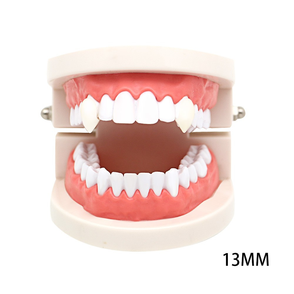 (1 Paar) 13mm Kunst Zähne Fasnachts Kostüm Zubehör Vampirzähne Motto Party Accessoire Halloween Foto Requisite