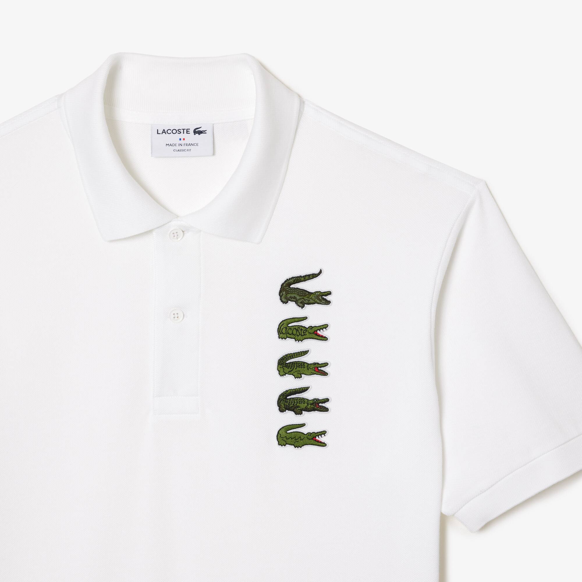 Poloshirt aus Piqué mit Croc-Aufnäher Kurze Ärmel - Weiss - Lacoste - Herren