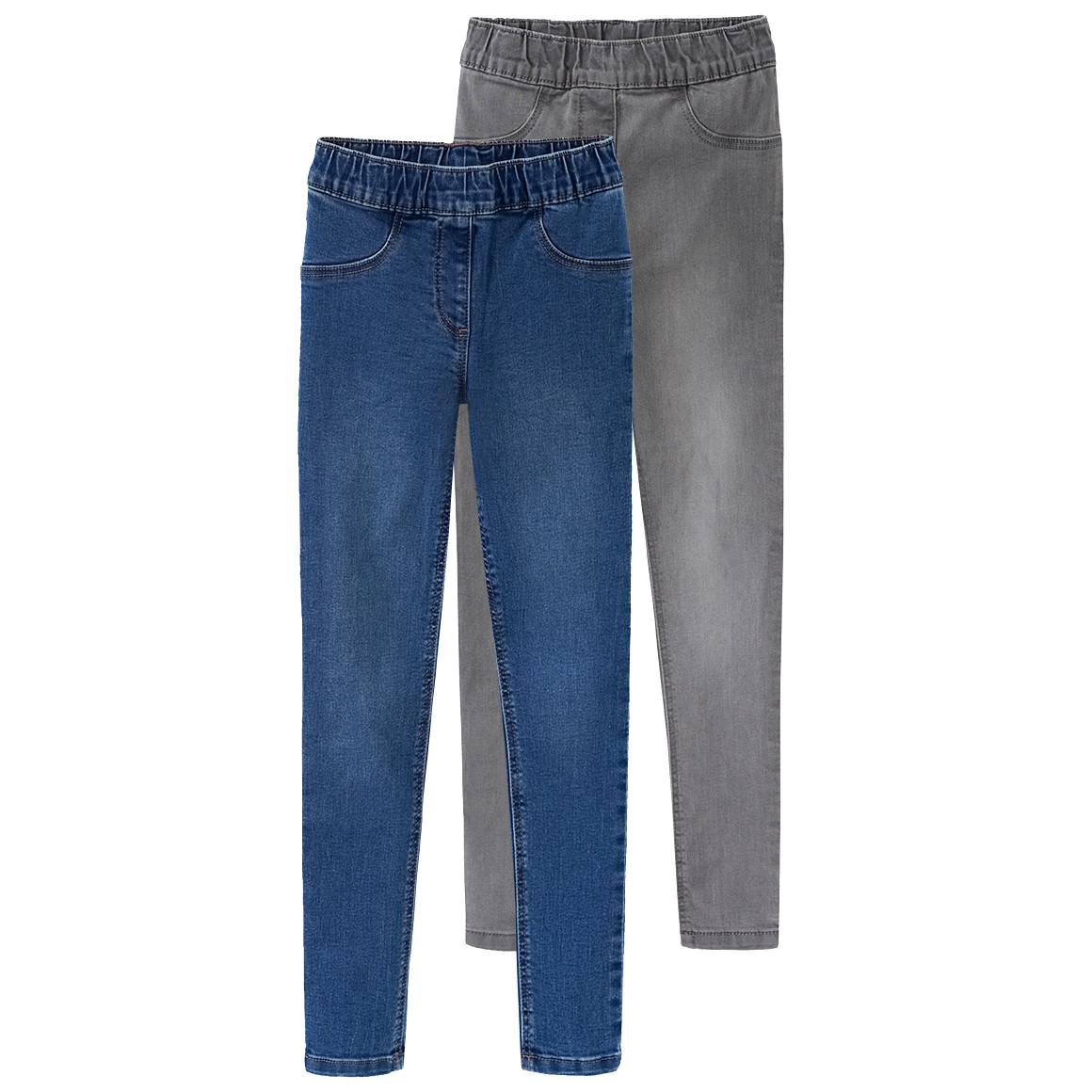 Famy 2 Mädchen Jeggings mit Stretch-Bund blau / grau