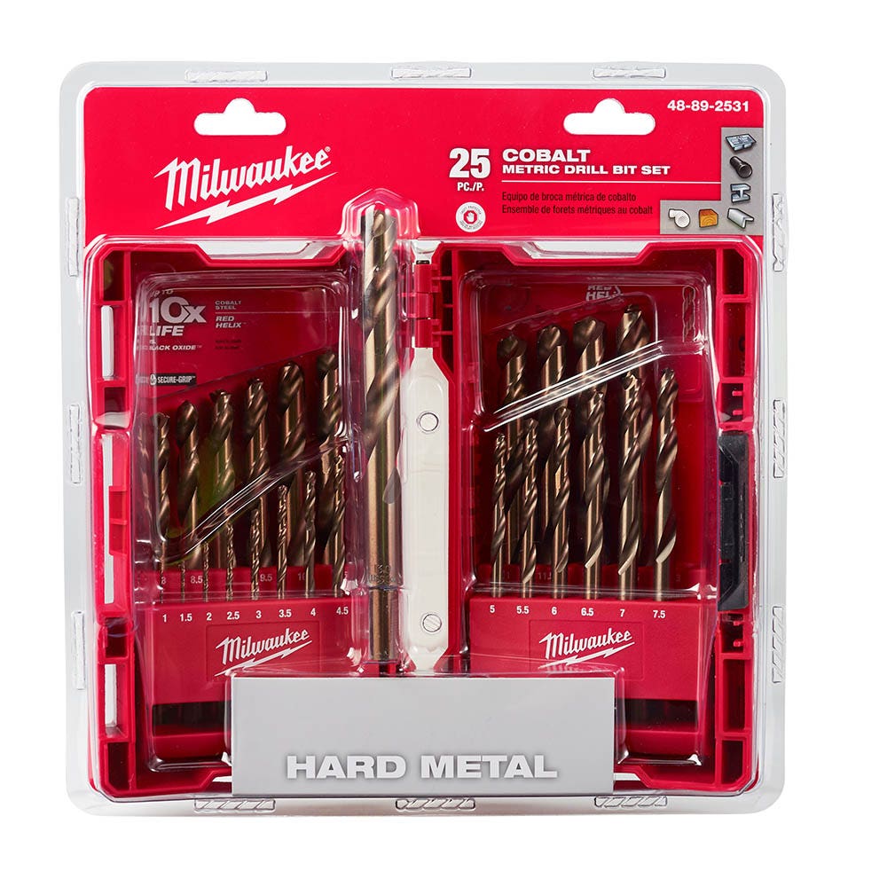 MILWAUKEE 1-13mm Metric HSS-Cobalt Jobber Drill Bit Set - RED HELIX - 25 Piece 48892531