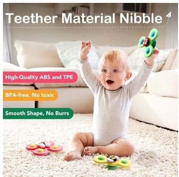 3 stk. Roterende Fidget Spinner med sugekopp for baby/barn - Spinneleke