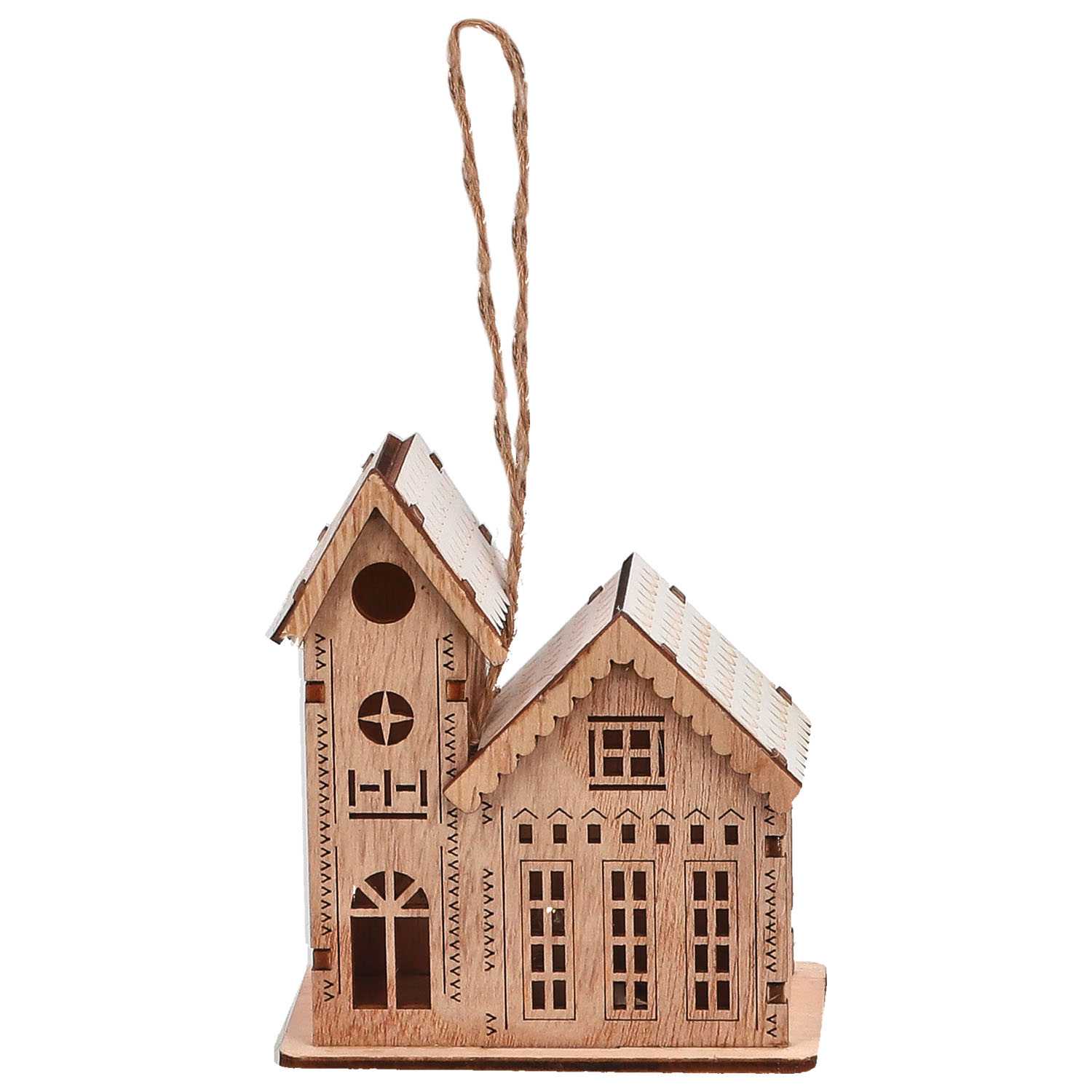 Hänger Haus 1LED Holz 2f
