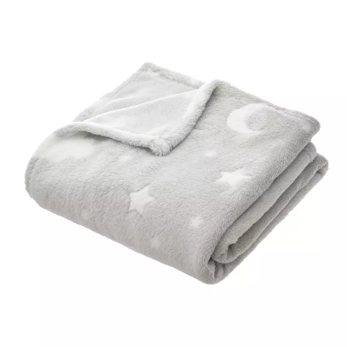 Plaid polaire phosphorescent enfant (125 x 150 cm) Voie lactée Gris clair