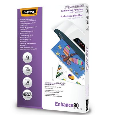 Fellowes - 100 pochettes de plastification A4 (216 x 303 mm) - 80 microns - brillantes
