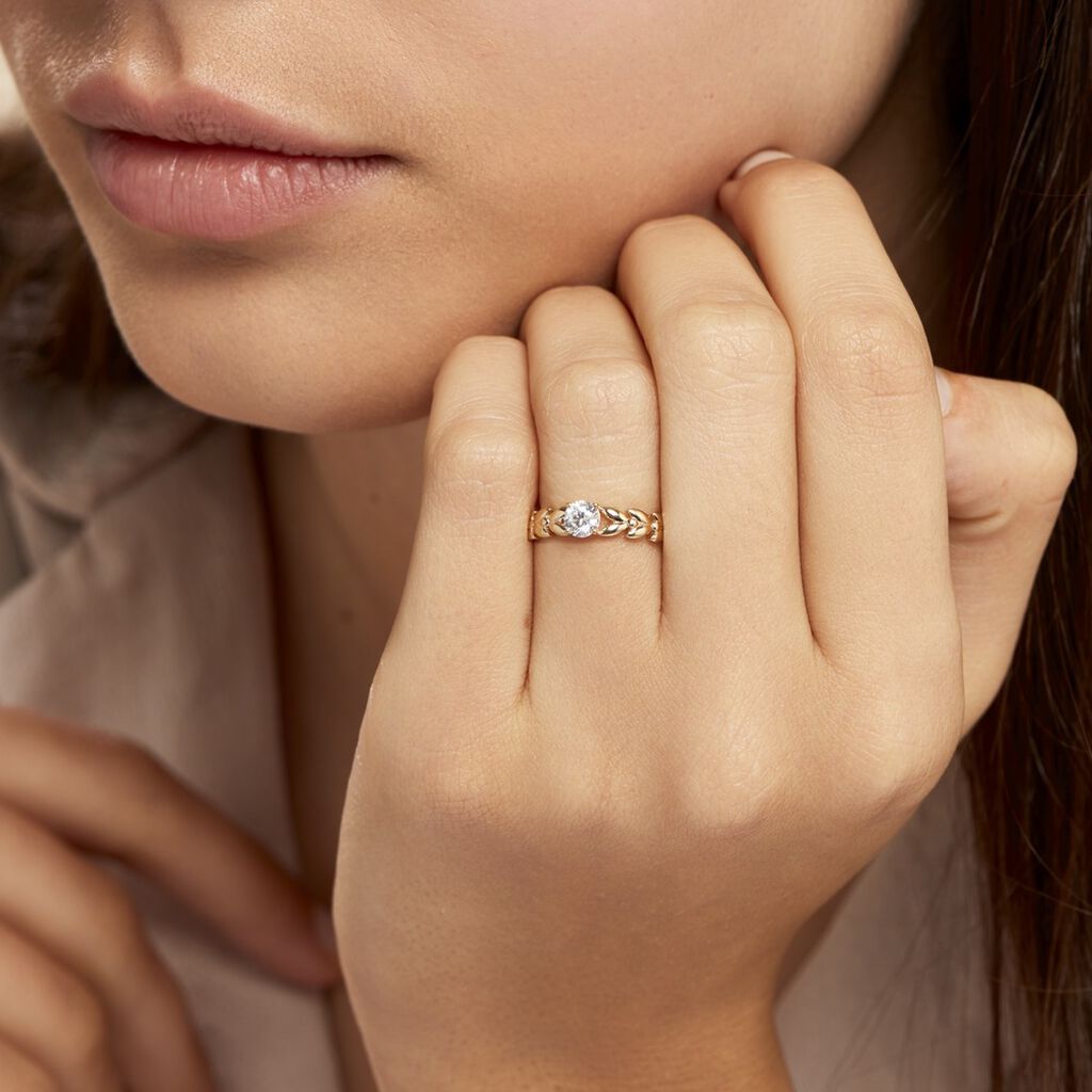 Bague Solitaire Alexine Or Jaune Oxyde De Zirconium