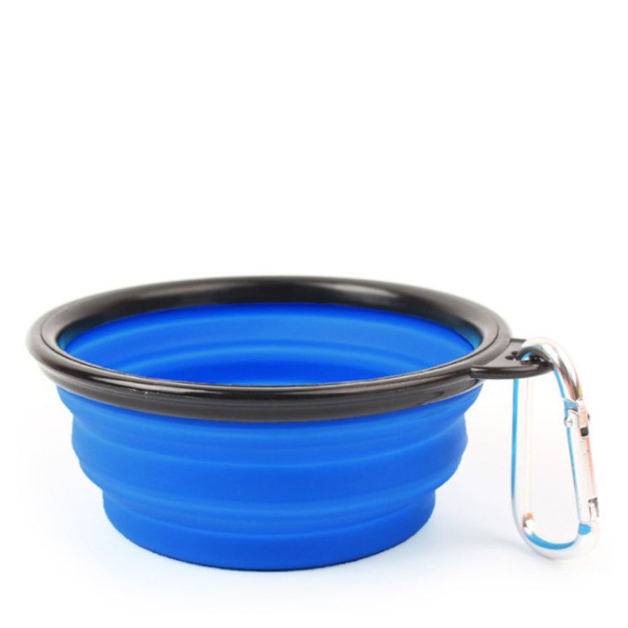 Tigela dobrável para água e comida de animais de estimação, ideal para viagens.